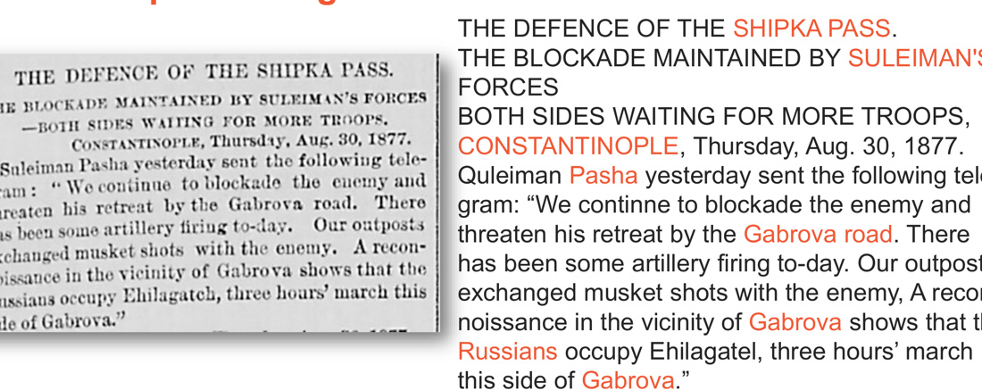 Historic Newspaper OCR pipeline output: clean sentences with recovered named entities